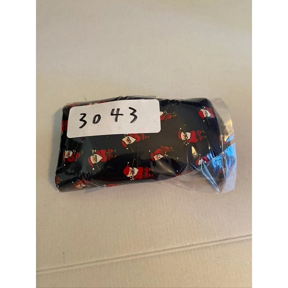 Alynn Neckwear Mens Golfing Santa Christmas Silk Tie Navy Blue Made in USA